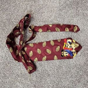 Vintage Mickey Unlimited Football Tie - Mickey Mouse Goofy - 100% Silk